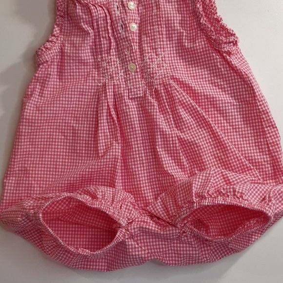 Ralph Lauren baby girl Sleeveless checker romper - Picture 2 of 4